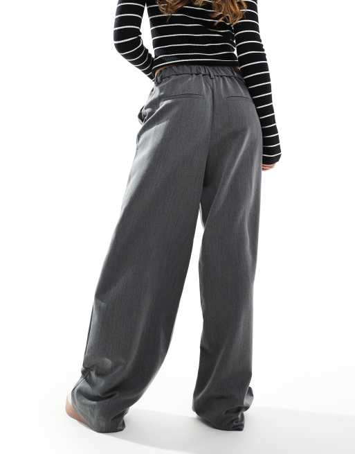 Pieces - Pantalon dad large avec passants de ceinture - Gris, 2 de 5