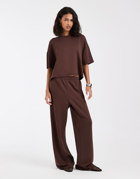 Pieces - Pantalon de jogging ample d'ensemble - Marron café - view 1