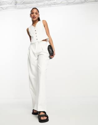 Ensemble Deux Pièces Femme - Gilet Slim Et Pantalon Taille Haute Plissé, Coton, Coupe Ample - 14