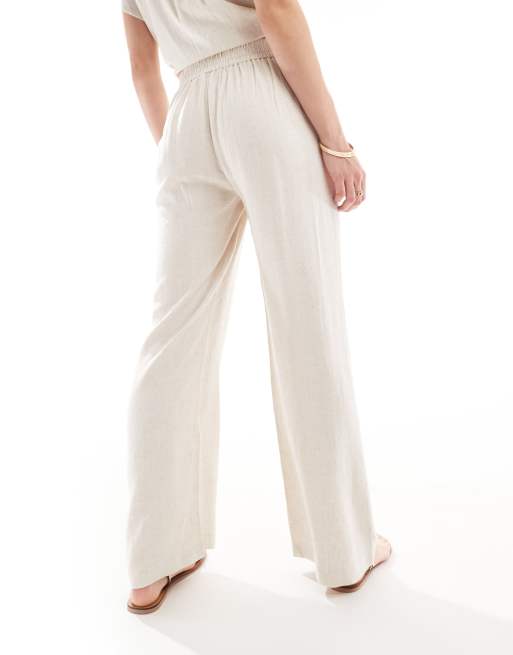 Pieces - Pantalon d'ensemble large en lin - Crème, 2 de 5