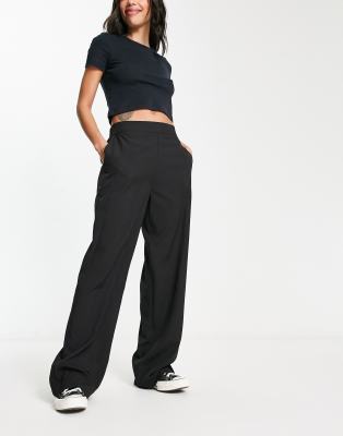 Pieces - Pantalon droit taille haute - Noir
