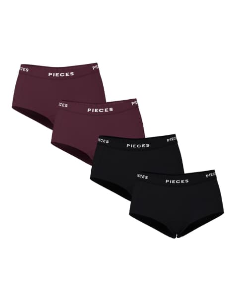 Pieces - Pantaloncini stile boxer color winetasting 1 - view 1