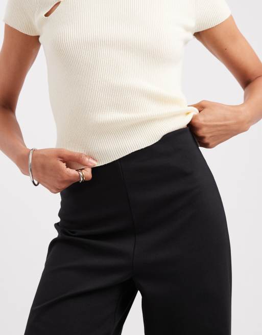 Pieces pantalones de pernera ancha de cintura alta en negro, 4 de 5