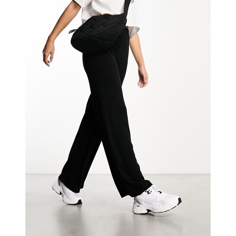 Pantaloni con fondo ampio Donna Pieces - Pantaloni a coste a fondo ampio neri