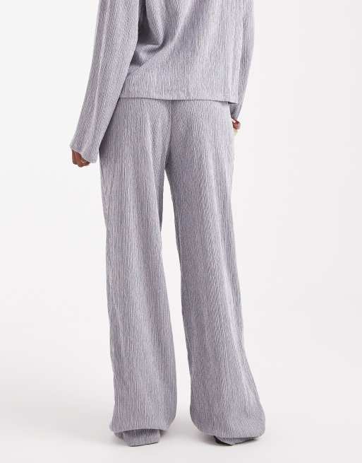 Pieces - Pantaloni a fondo ampio grigio pallido testurizzato in coordinato, 2 di 5