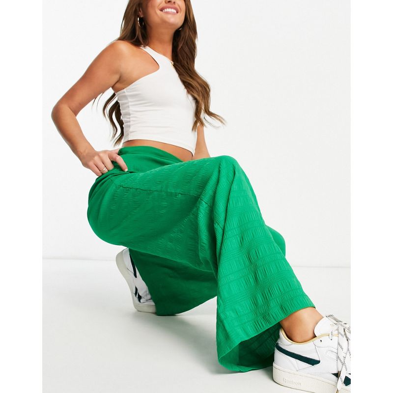 Donna hEzCe Pieces - Pantaloni a fondo ampio verde acceso a vita alta