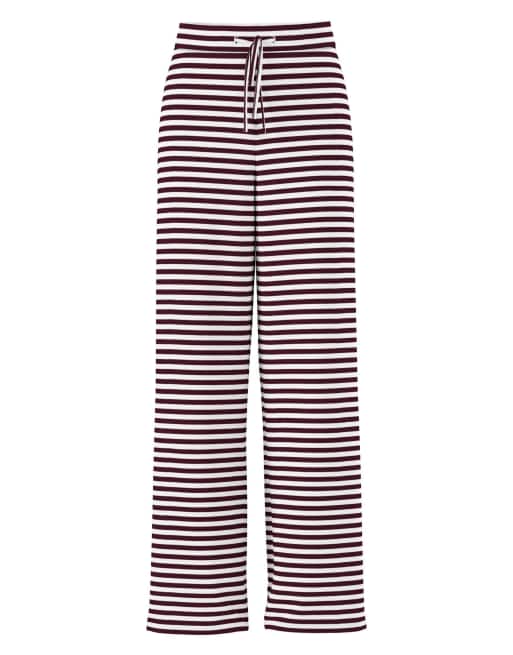 Pieces pantaloni a gamba larga color vino, 6 di 7