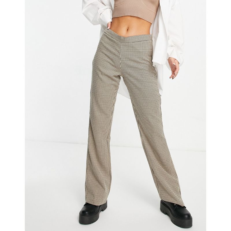 Donna Pantaloni e leggings Pieces - Pantaloni a zampa marrone a quadri