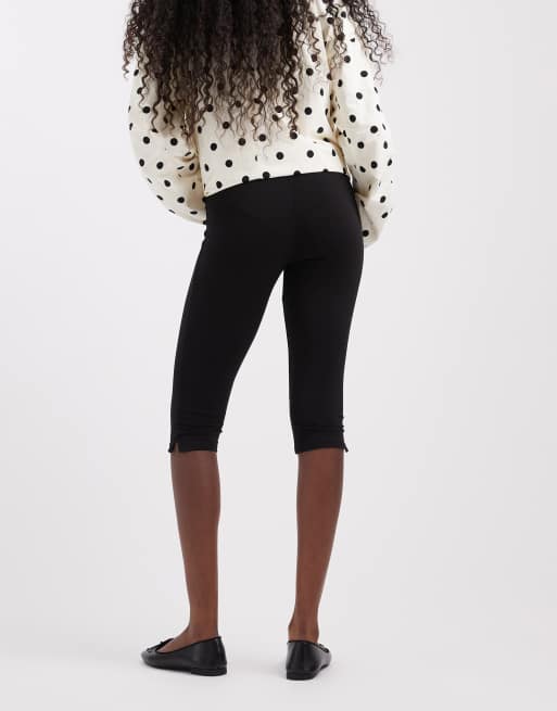 Pieces pantaloni capri in jersey neri, 4 di 5