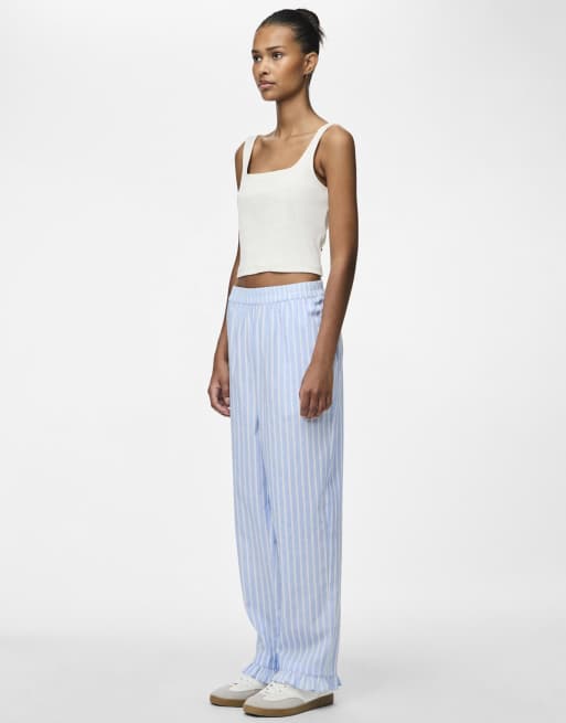 Pieces - Pantaloni dritti color brezza di Nantucket