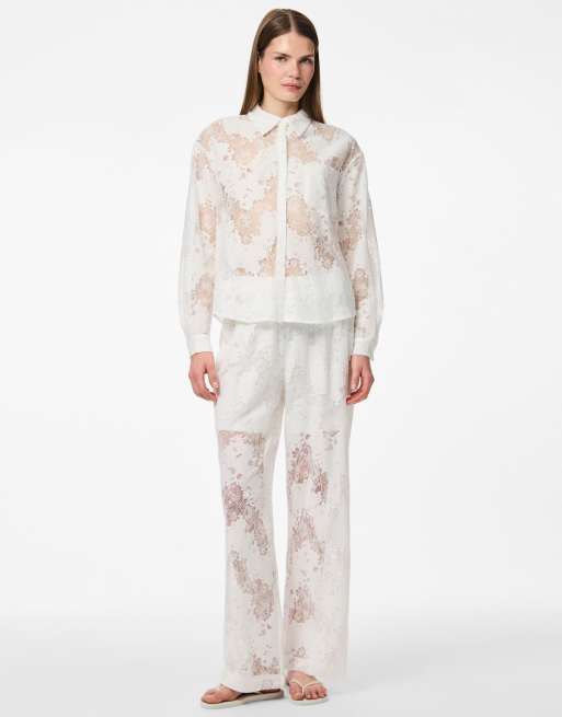 Pieces - Pantaloni dritti color cloud dancer
