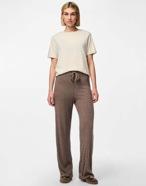 Pieces - Pantaloni in maglia color spugnola - view 1