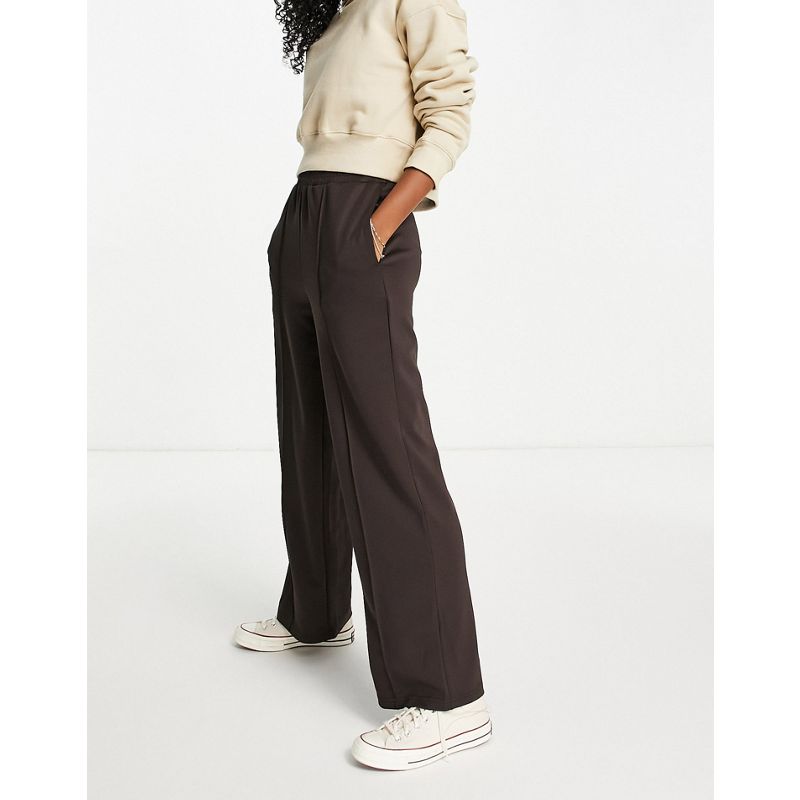 Donna Joggers Pieces - Pantaloni premium a fondo ampio in jersey marrone cioccolato