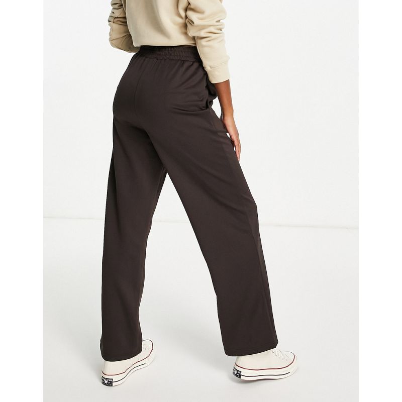 Donna Joggers Pieces - Pantaloni premium a fondo ampio in jersey marrone cioccolato