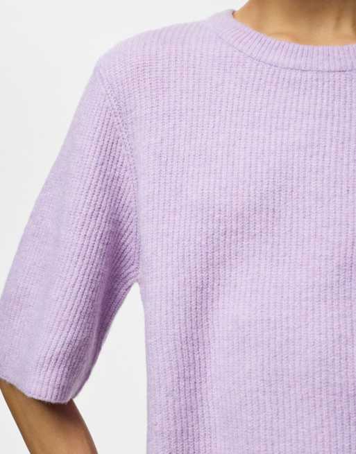 Pieces – Pastellila, stickad topp, 3 av 4