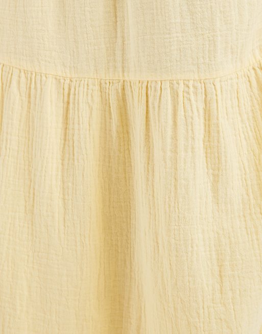 Pieces – Pastelowożółta, warstwowa spódnica maxi w stylu boho, 3 z 5