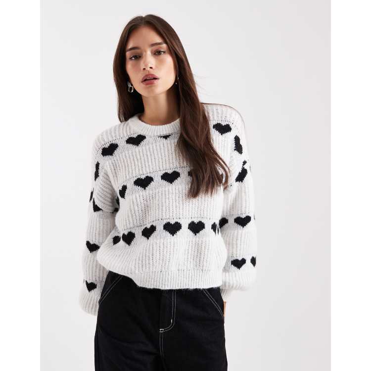 新品未使用★NKNIT heart pattern pullover sweat Nknit ♡ pattern knit