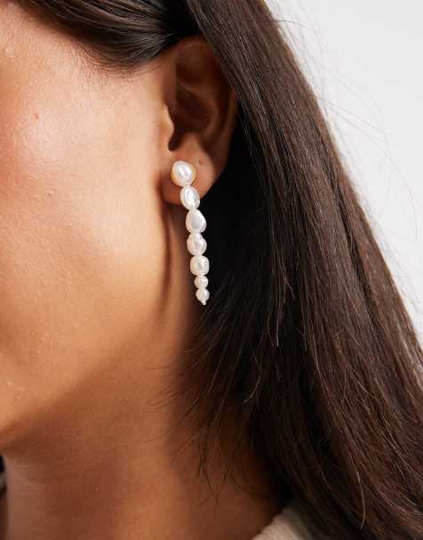 Pieces pearl drop earrings In gold tone - view 1