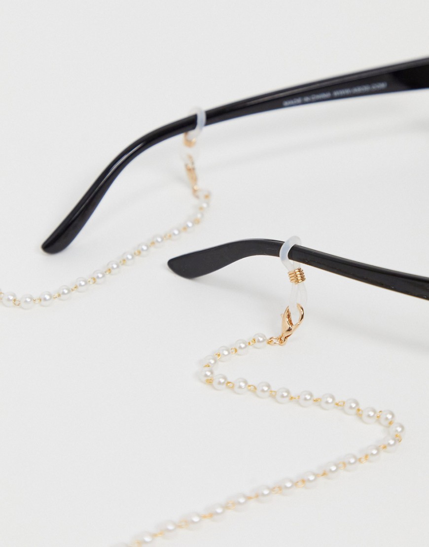 Pieces pearl sunglasses chain-White