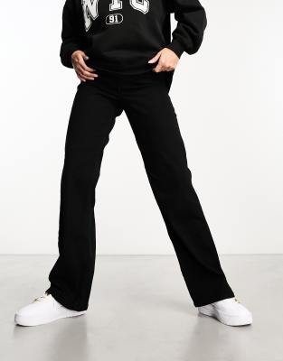 Pieces Peggy High Waist Flare Jeans In Black