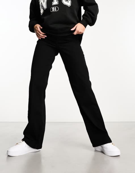 Pieces Peggy high waisted wide leg jeans in black - view 1