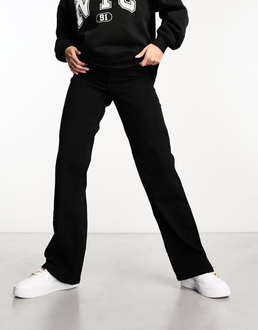 Pieces - Peggy = Jeans met hoge taille en wijde pijpen in zwart