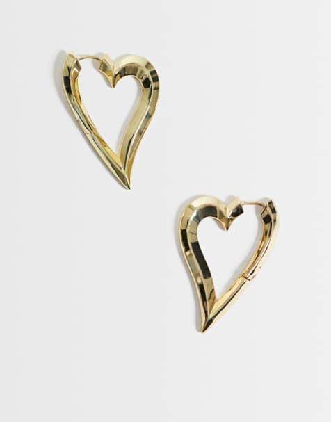 Pieces - Pendientes de aro dorados con forma de corazón - view 1