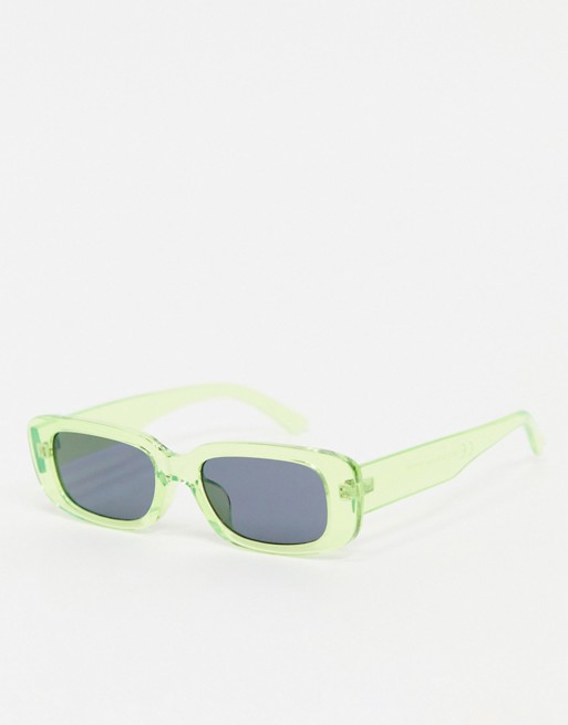 Pieces perspex retro square sunglasses in green