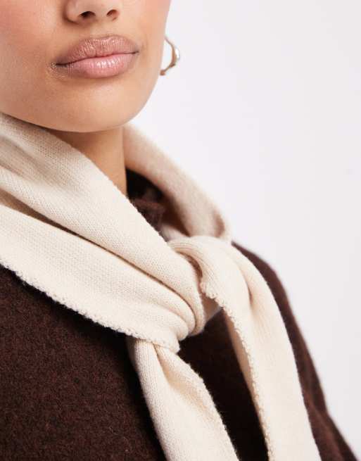 Pieces - Petit foulard triangle en maille - Crème, 3 de 3