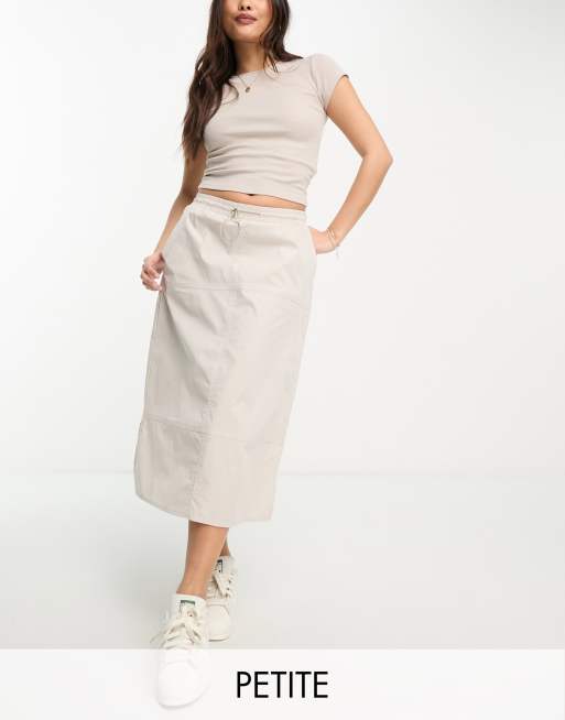 Pieces Petite exclusive midi cargo skirt with toggle drawstring in