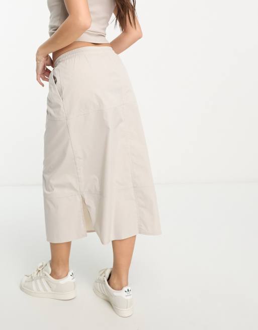 Pieces Petite exclusive midi cargo skirt with toggle drawstring in