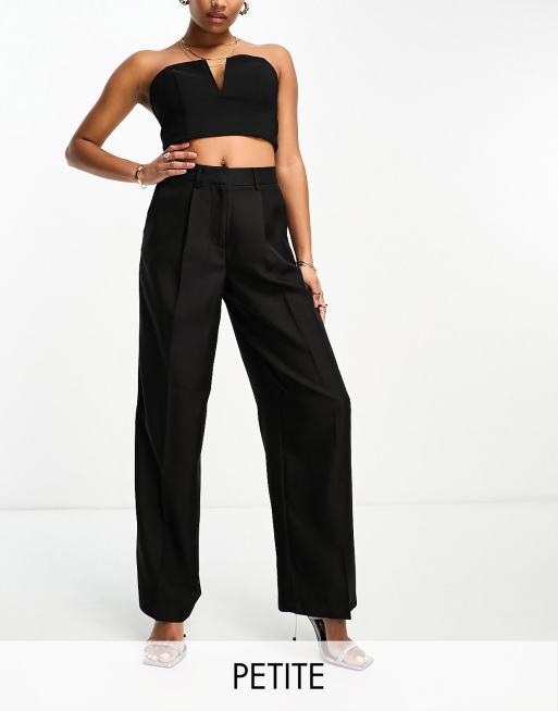 Pieces Petite - Exclusivité - Pantalon large à plis - Noir