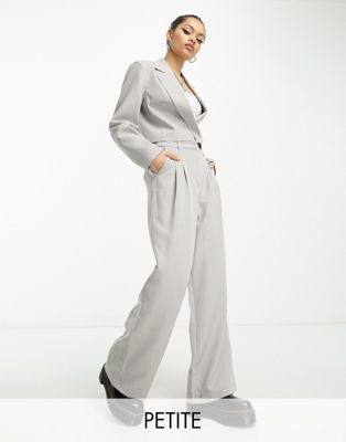 Pieces Petite exclusive tailored trousers co-ord in grey - ASOS Price Checker