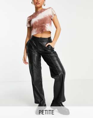 petite black leather pants