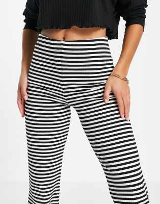 high waisted black and white striped jeans