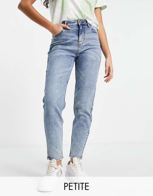 Pieces Petite Kesia high waist mom jeans in bleach wash