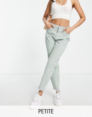 Pieces Petite Kesia high waisted wide mom jeans in pale green - ASOS Price Checker