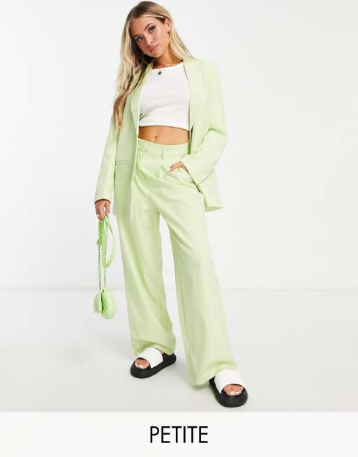 Pieces Petite - Nauwsluitende broek in licht limoengroen, deel van co-ord set