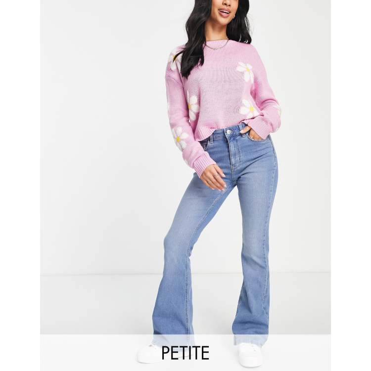 Pieces Tall Peggy high waisted flared jeans in light blue, ASOS