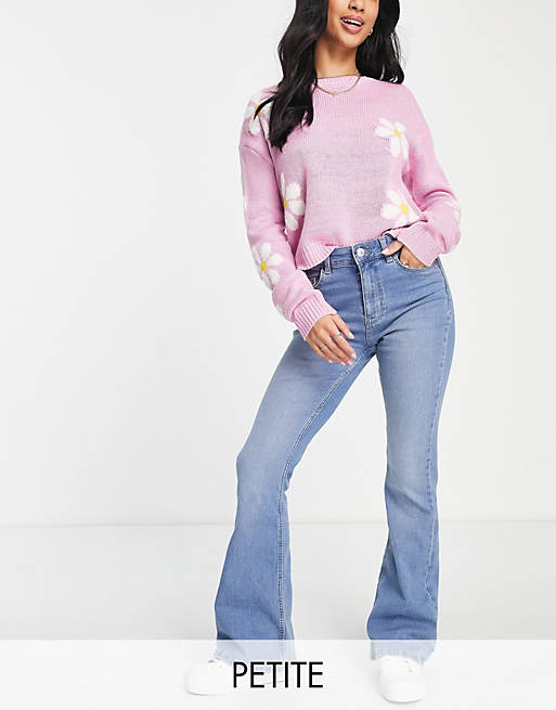  Pieces Petite Peggy high waisted flared jeans in light blue 