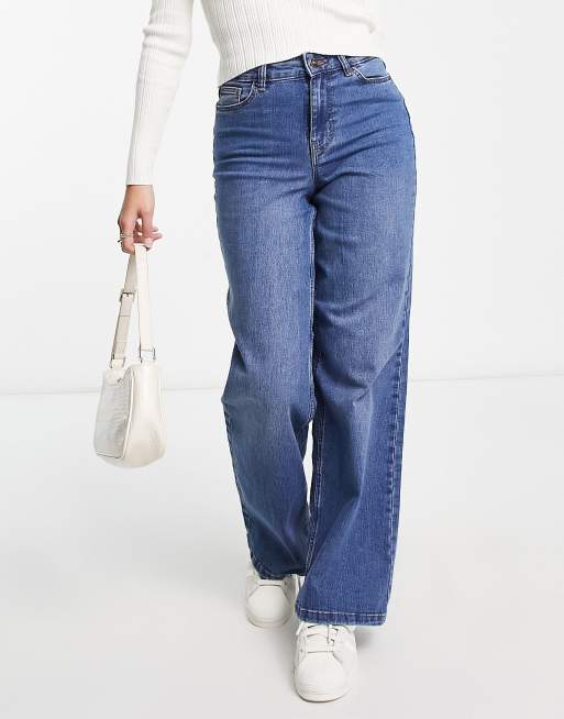 Pieces Petite - Peggy - Jean ample à taille haute - Bleu moyen, 4 de 4