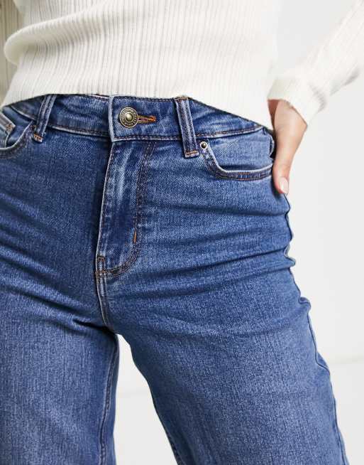 Pieces Petite - Peggy - Mellemblå højtaljede jeans med vide ben, 3 af 4