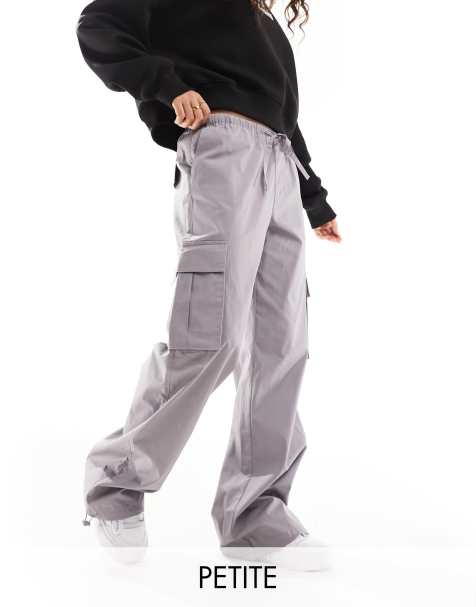 Pieces Petite pocket detail cargo pants in gray - view 1