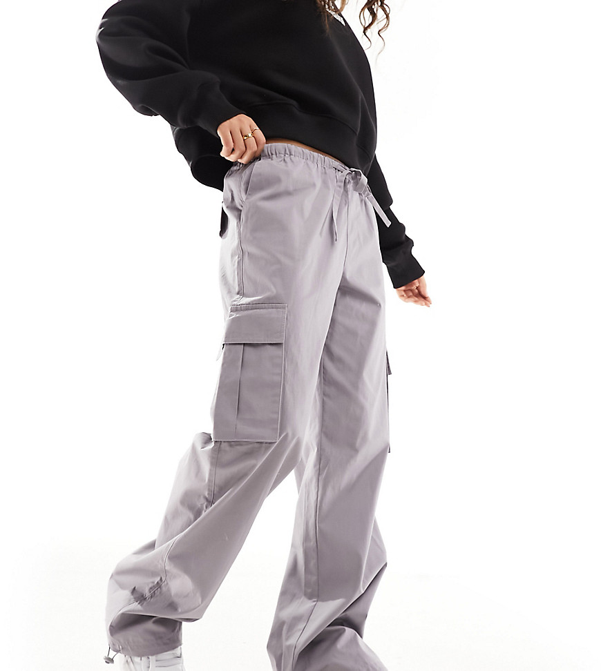 Pieces Petite Pocket Detail Cargo Pants In Gray