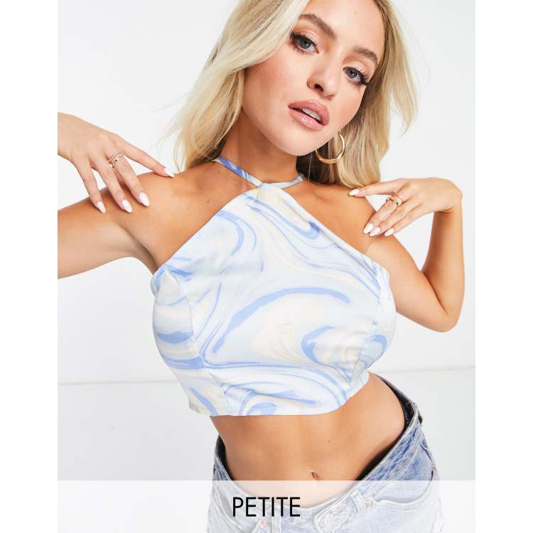 Only exclusive keyhole halter neck top in white