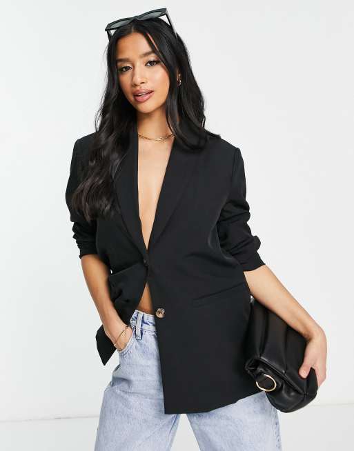 Pieces Petite - Sort og oversized blazer