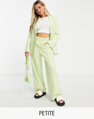 Pieces Petite tailored trousers co-ord in pale lime
