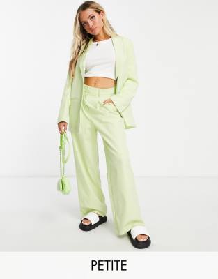 Pieces Petite Pieces Petite tailored trousers co-ord in pale lime-Green