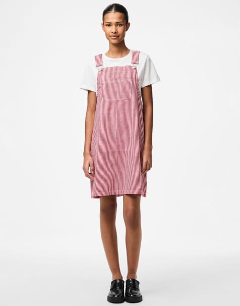 Pieces Pinafore dress in salsa 1 - view 1