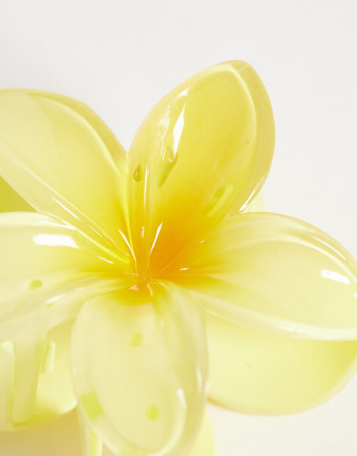 Pieces - Pince à cheveux fleur hawaïenne - Jaune, 3 de 3